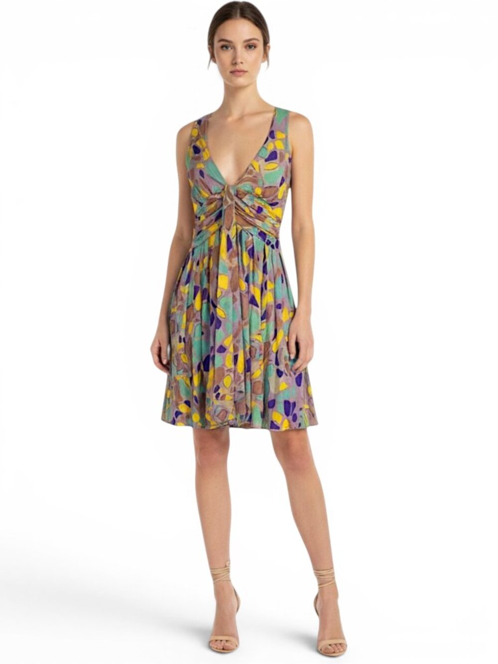 Diane Von Furstenberg DVF Aizel Colorful Silk Mesh Print Sleeveless Dress 6 - Picture 1 of 5
